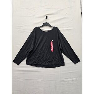 Member's Mark Womens Long Sleeve Active Tee Black XL Keyhole Back SW3203 NWT